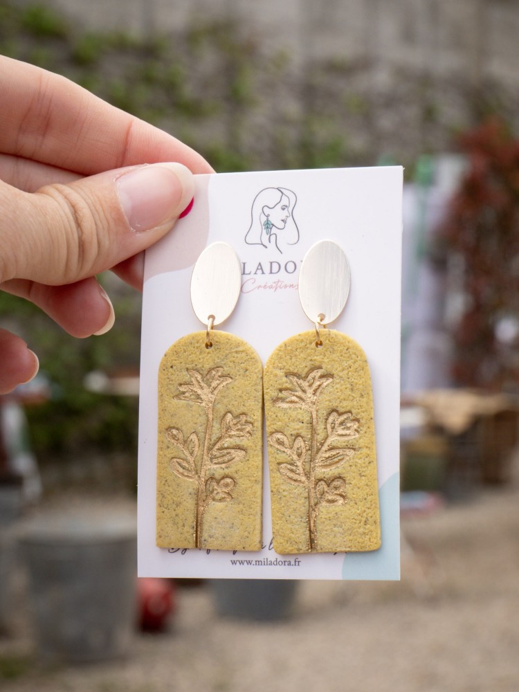 Boucles d'oreilles Granit jaune - Miladora Créations