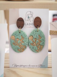 Boucles d'oreilles Granit rondes vertes - Miladora Créations