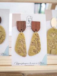 Boucles d'oreilles Granit triangles jaunes - Miladora Créations