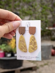 Boucles d'oreilles Granit triangles jaunes - Miladora Créations