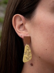 Boucles d'oreilles Granit triangles jaunes - Miladora Créations