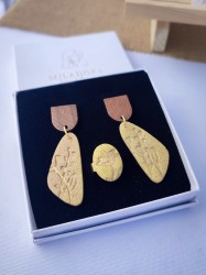 Boucles d'oreilles Granit triangles jaunes - Miladora Créations