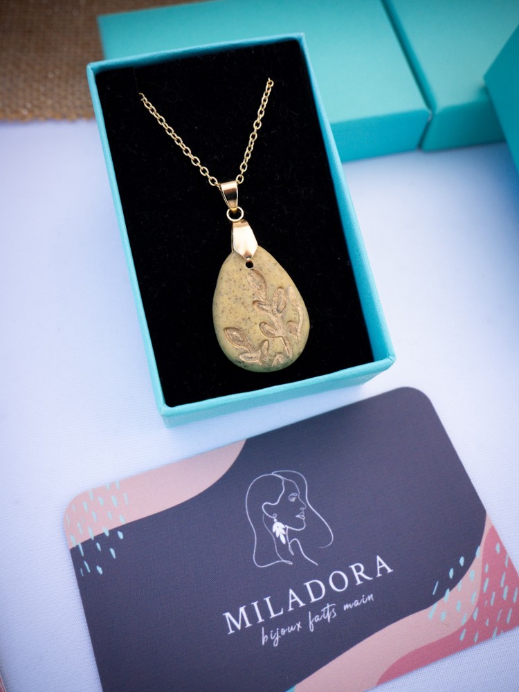 Collier Granit jaune - Miladora Créations