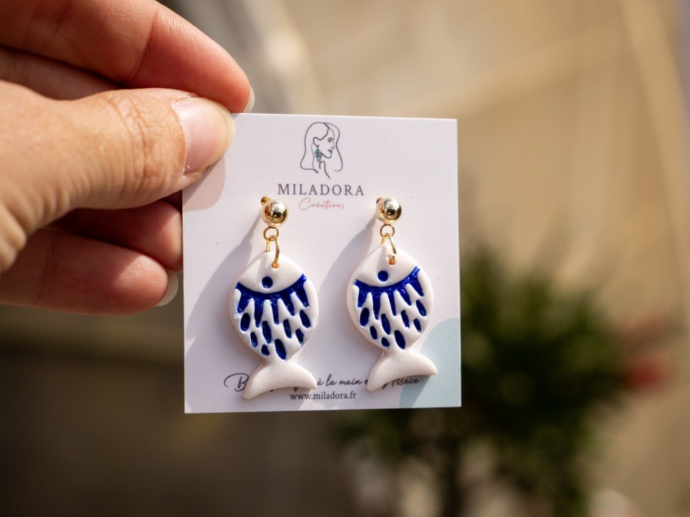 Boucles d'oreilles poissons d'avril - Miladora Créations