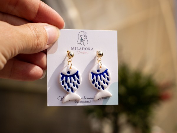 Boucles d'oreilles poissons d'avril - Miladora Créations