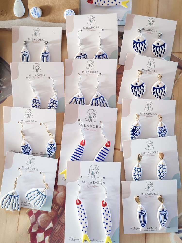 Boucles d'oreilles poissons d'avril - Miladora Créations