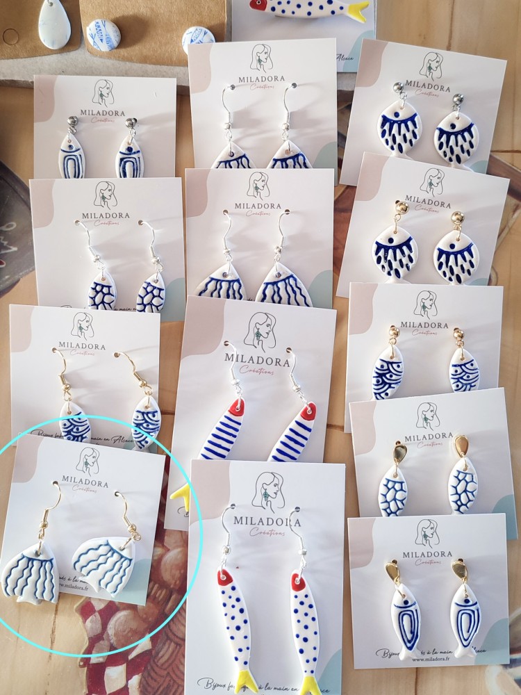 Boucles d'oreilles poissons d'avril - Miladora Créations