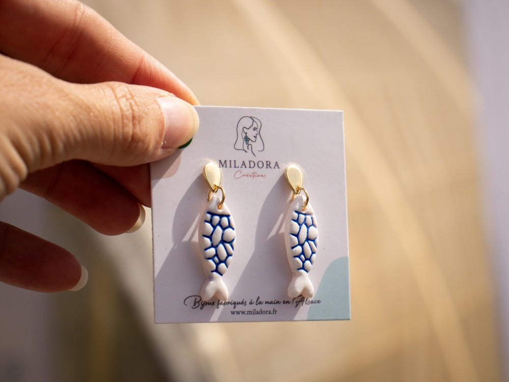 Boucles d'oreilles poissons d'avril - Miladora Créations