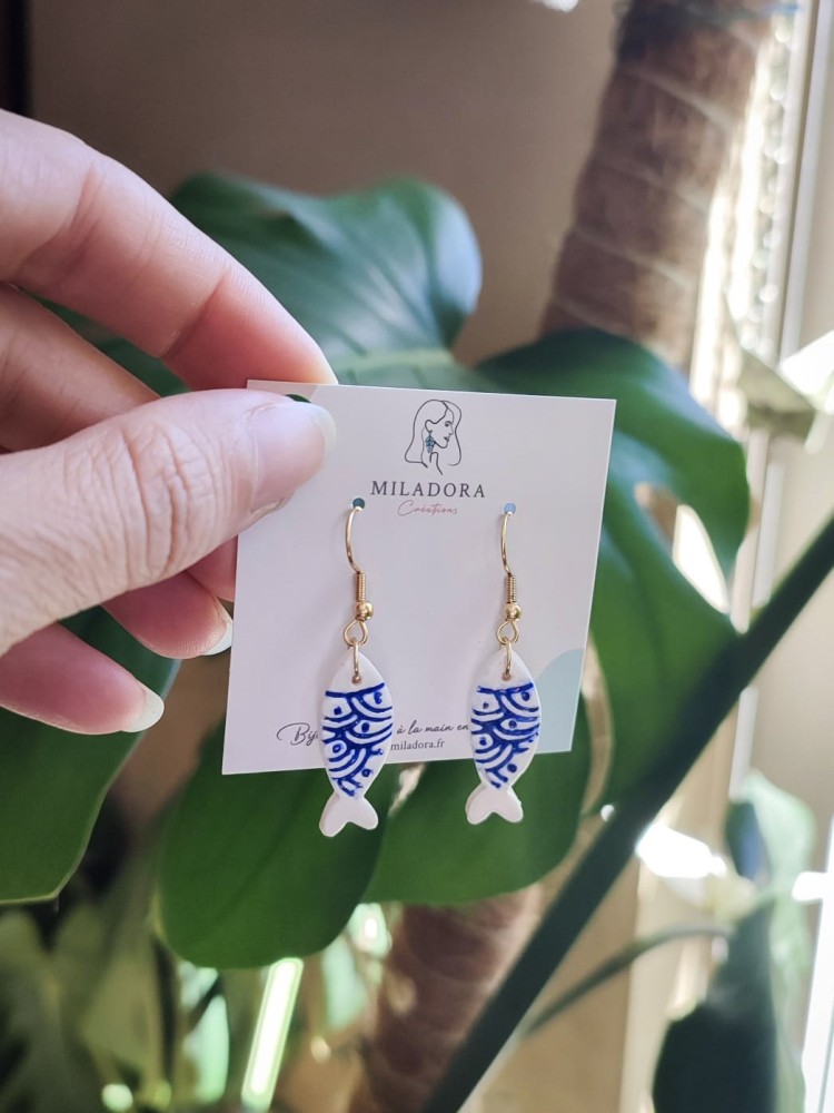 Boucles d'oreilles poissons d'avril - Miladora Créations