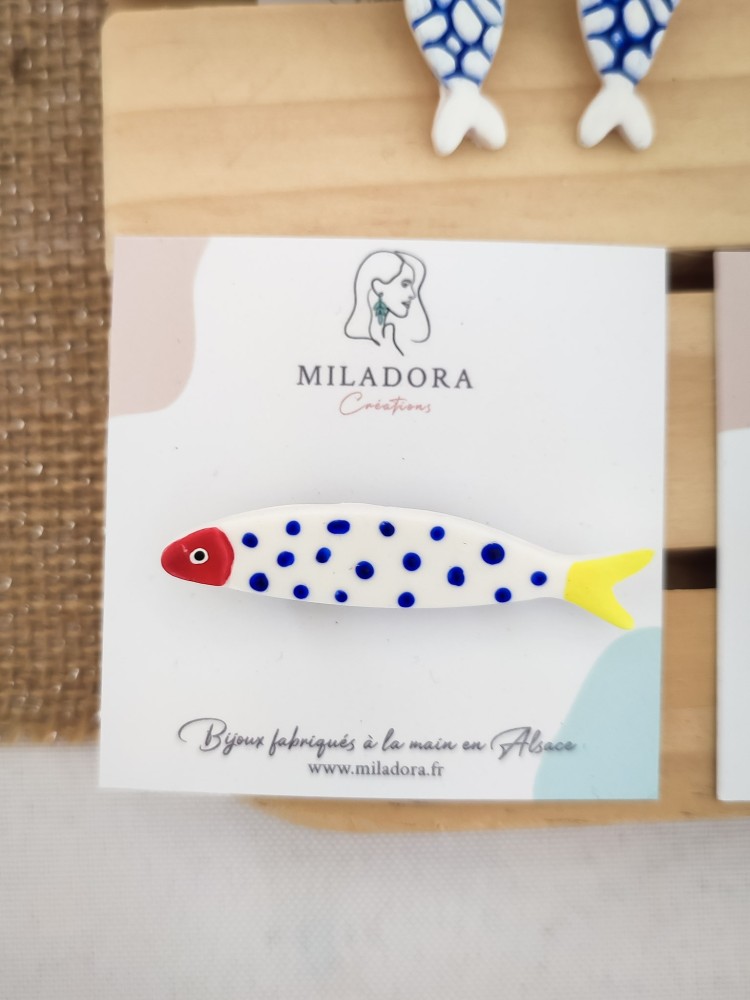Broche Sardine à pois - Miladora Créations