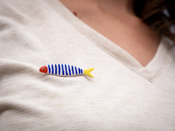 Broche Sardine à rayures - Miladora Créations
