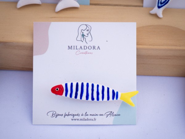 Broche Sardine à rayures - Miladora Créations