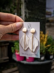 Boucles d'oreilles feuille blanche - Miladora Créations