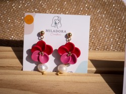 Boucles d'oreilles Scarlett Perle - Miladora Créations
