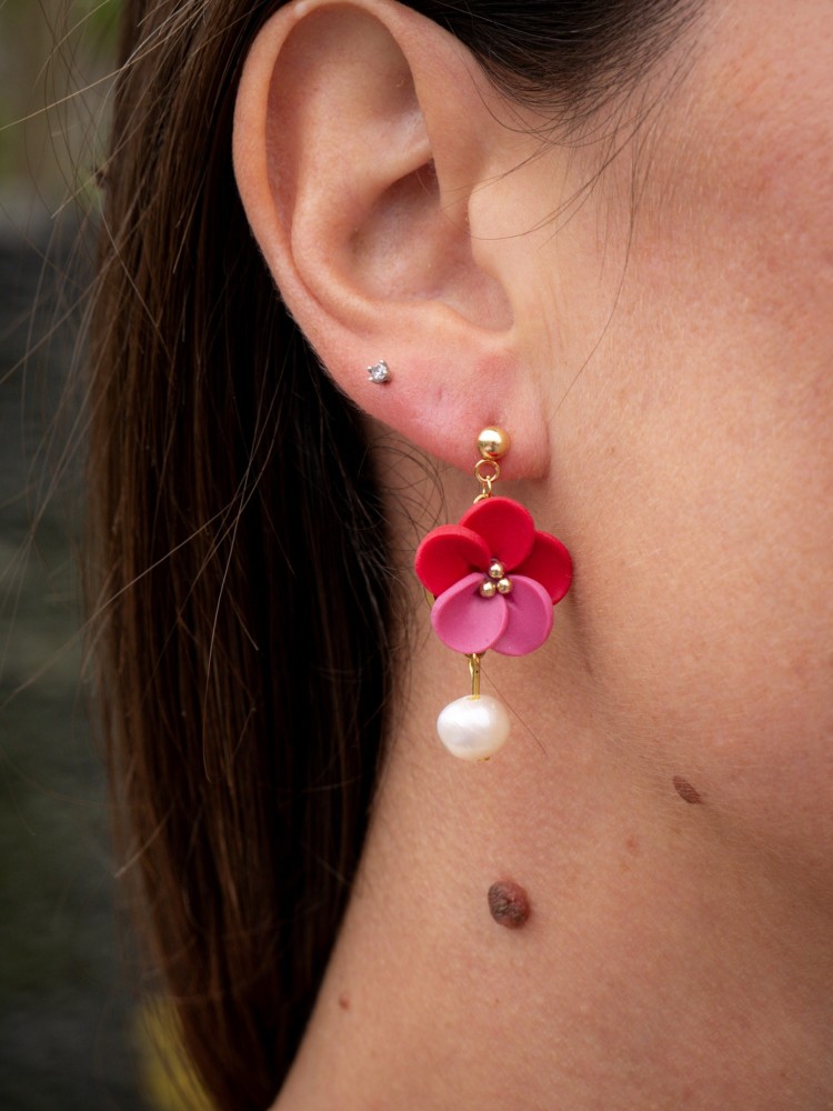 Boucles d'oreilles Scarlett Perle - Miladora Créations