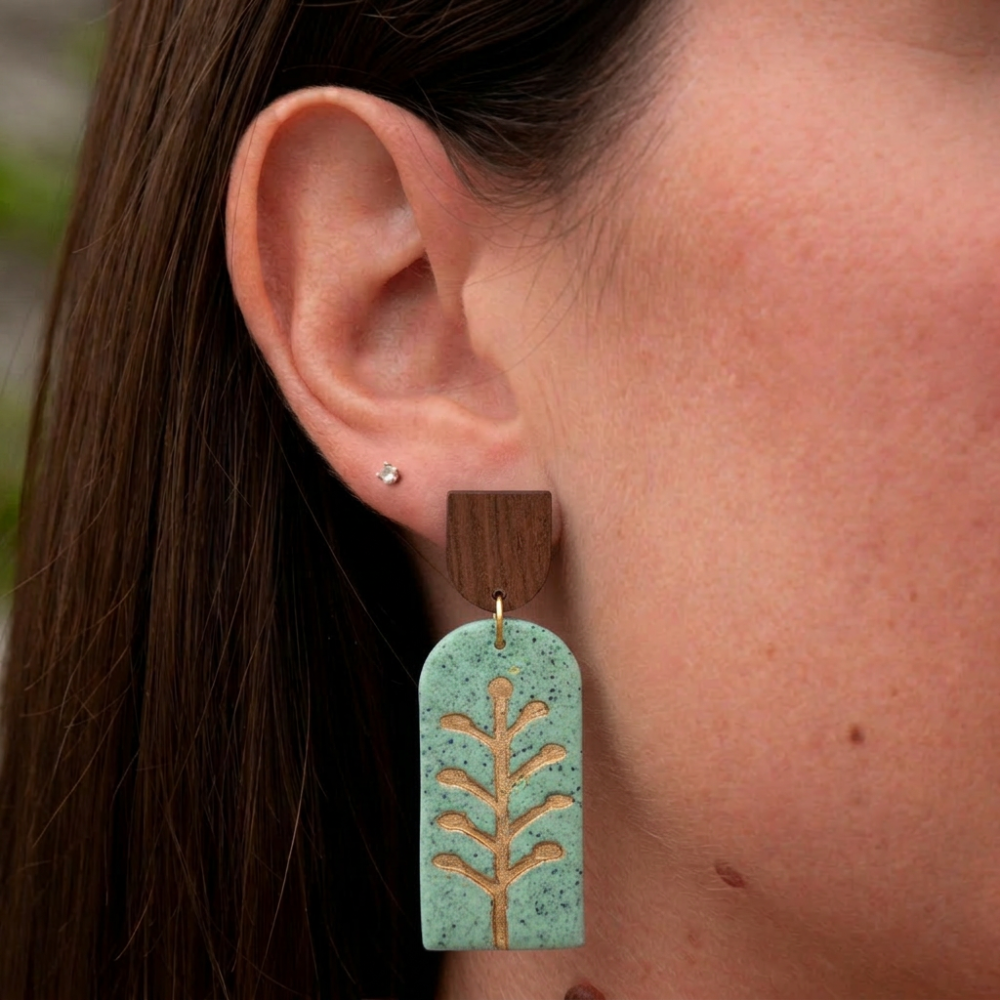 Boucles d'oreilles Granit vert - Miladora Créations