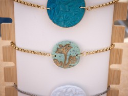 Boucles d'oreilles Granit triangles vert - Miladora Créations