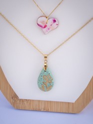 Boucles d'oreilles Granit triangles vert - Miladora Créations