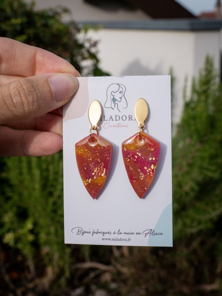 Boucles d'oreilles Padma - Miladora Créations - Bijoux en argile polymère et acier inoxydable