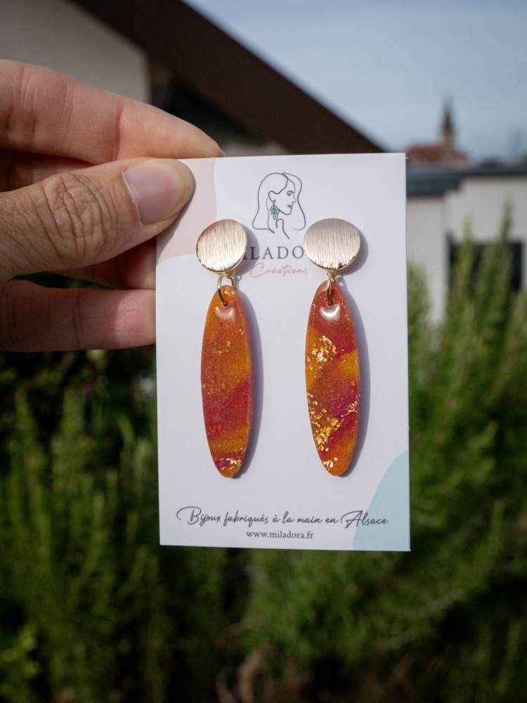 Boucles d'oreilles Sona - Miladora Créations - Bijoux en argile polymère et acier inoxydable