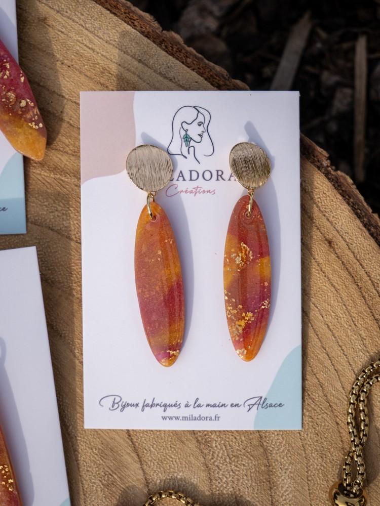 Boucles d'oreilles Sona - Miladora Créations - Bijoux en argile polymère et acier inoxydable