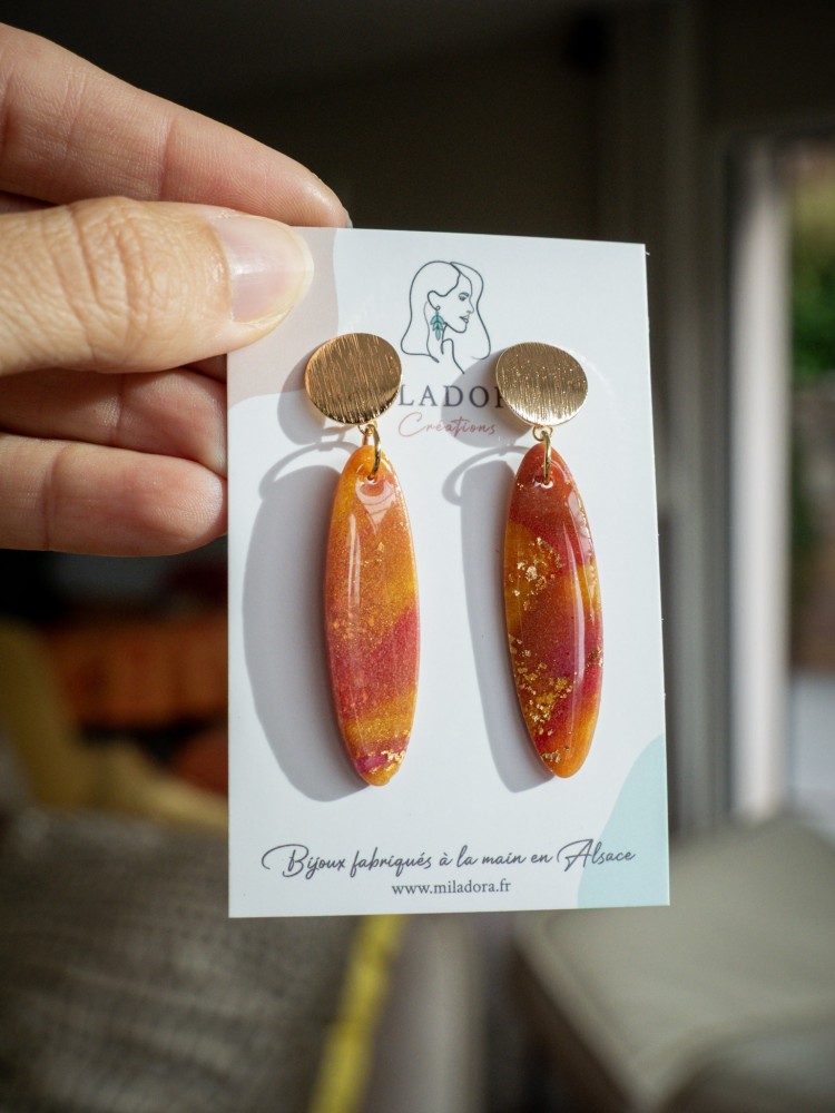 Boucles d'oreilles Sona - Miladora Créations - Bijoux en argile polymère et acier inoxydable
