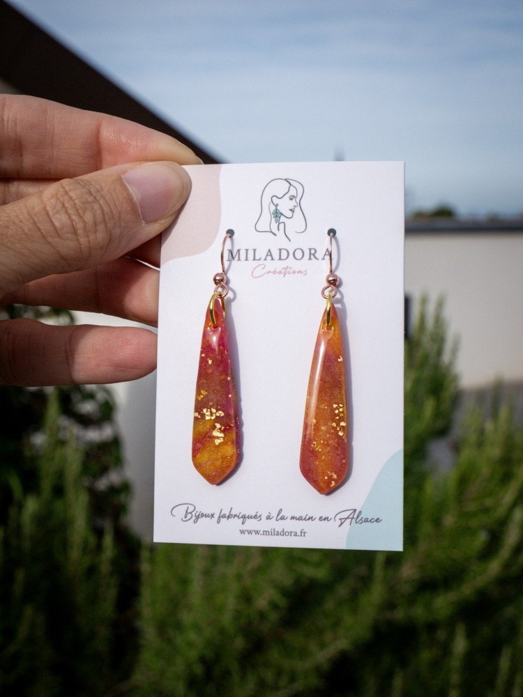 Boucles d'oreilles Aruna - Miladora Créations - Bijoux en argile polymère et acier inoxydable