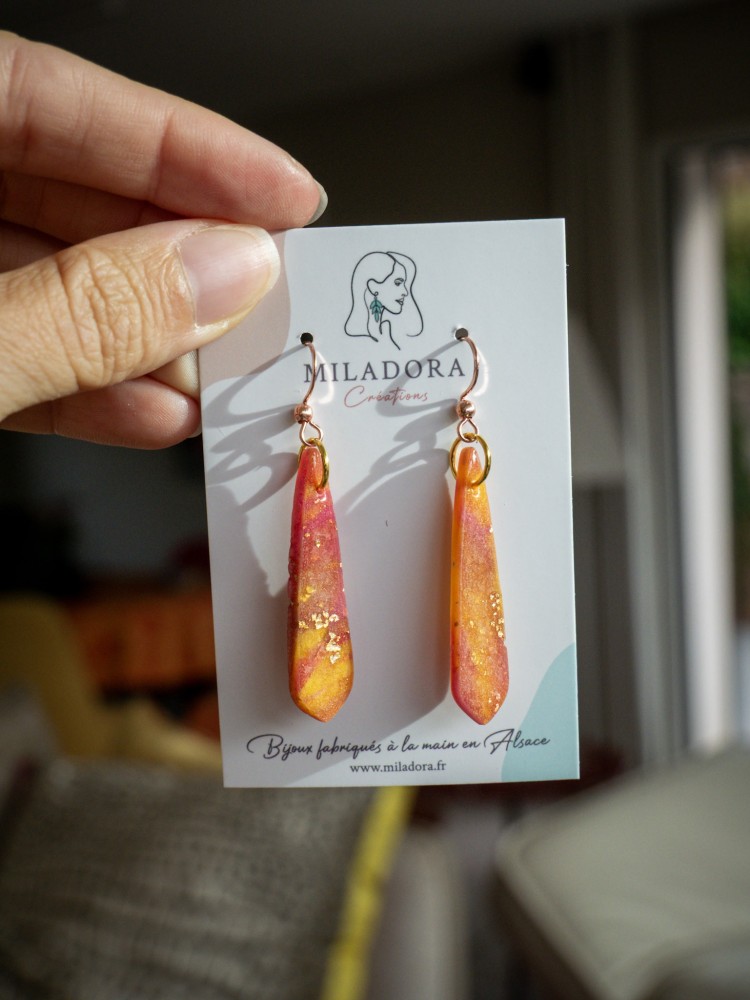Boucles d'oreilles Aruna - Miladora Créations - Bijoux en argile polymère et acier inoxydable