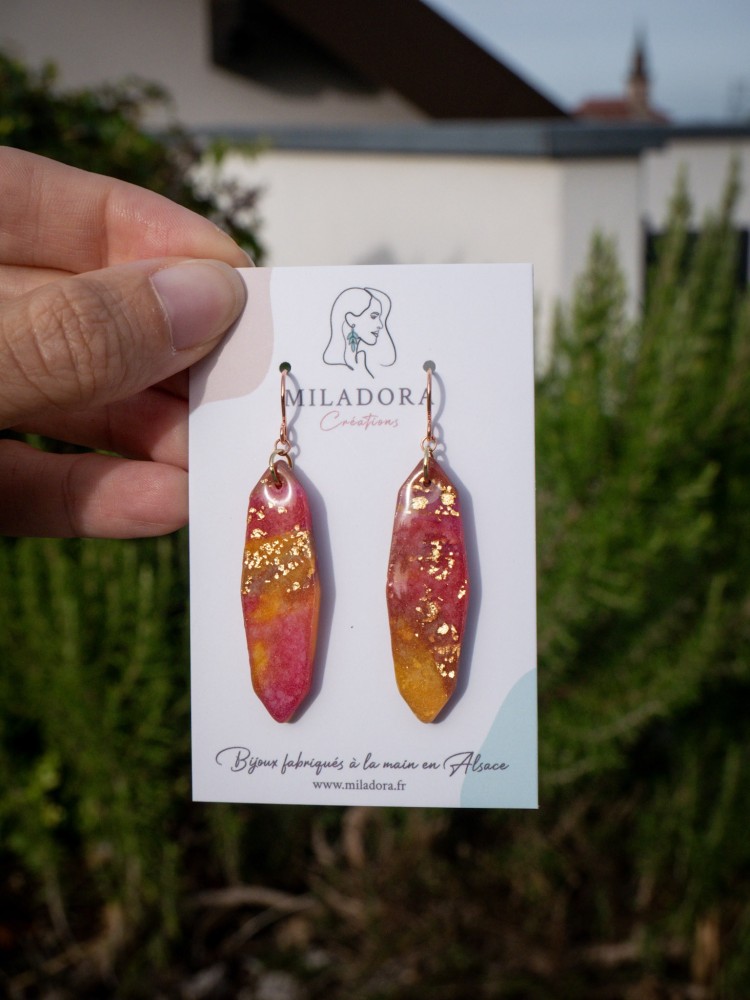 Boucles d'oreilles Indira - Miladora Créations - Bijoux en argile polymère et acier inoxydable