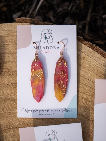 Boucles d'oreilles Indira - Miladora Créations - Bijoux en argile polymère et acier inoxydable