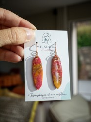 Boucles d'oreilles Indira - Miladora Créations - Bijoux en argile polymère et acier inoxydable