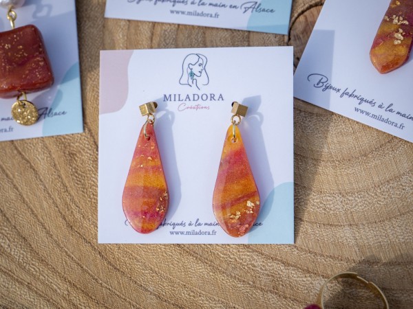 Boucles d'oreilles Mira - Miladora Créations - Bijoux en argile polymère et acier inoxydable