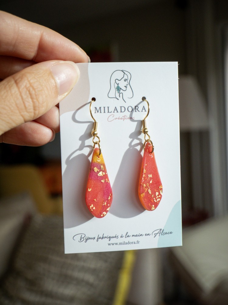 Boucles d'oreilles Mira - Miladora Créations - Bijoux en argile polymère et acier inoxydable