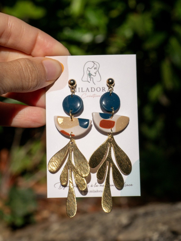 Boucles d'oreilles Garance - Miladora Créations - Bijoux en argile polymère et acier inoxydable