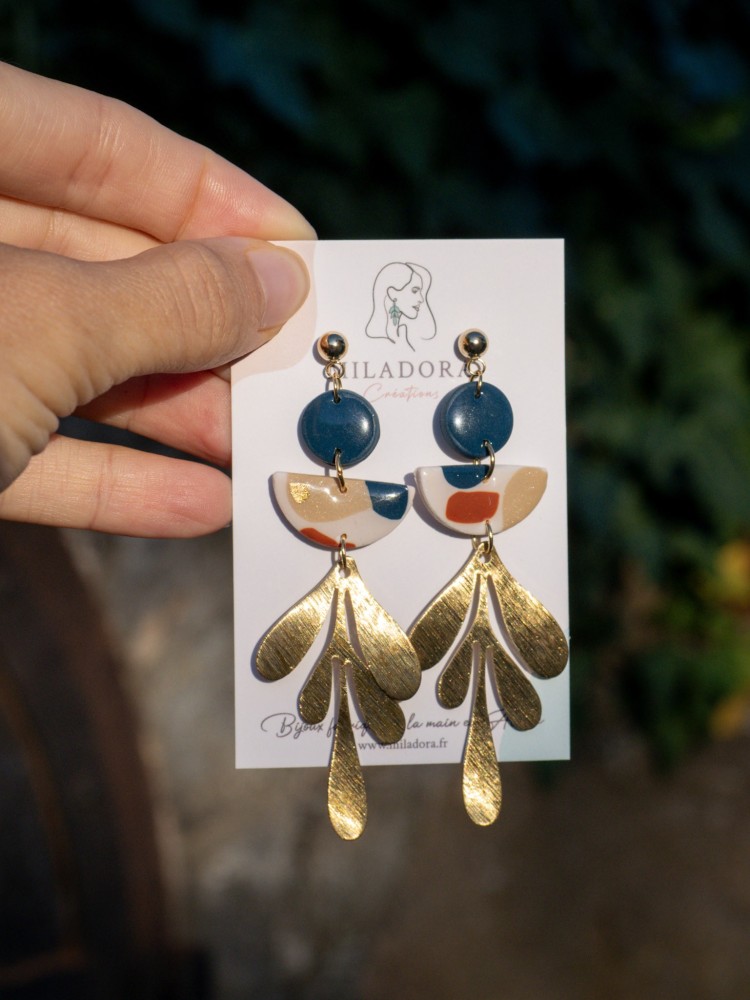 Boucles d'oreilles Garance - Miladora Créations - Bijoux en argile polymère et acier inoxydable