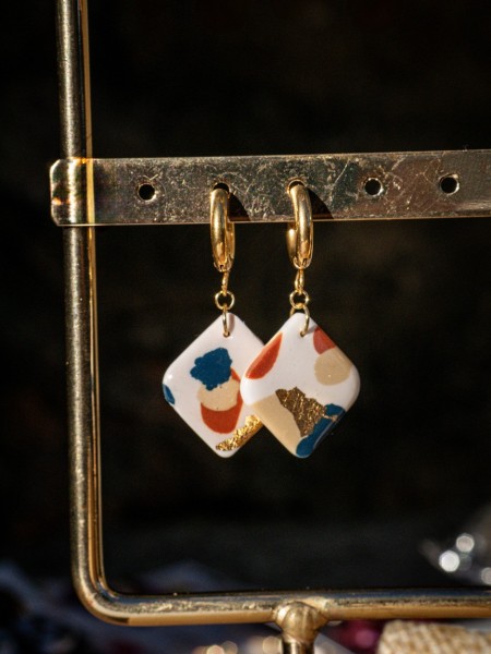 Boucles d'oreilles Alba - Miladora Créations - Bijoux en argile polymère et acier inoxydable
