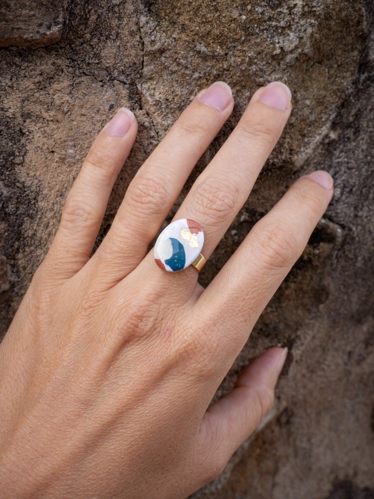 Bague Eira - Miladora Créations - Bijoux en argile polymère et acier inoxydable
