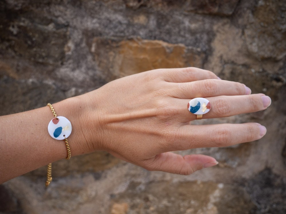 Bague Eira - Miladora Créations - Bijoux en argile polymère et acier inoxydable