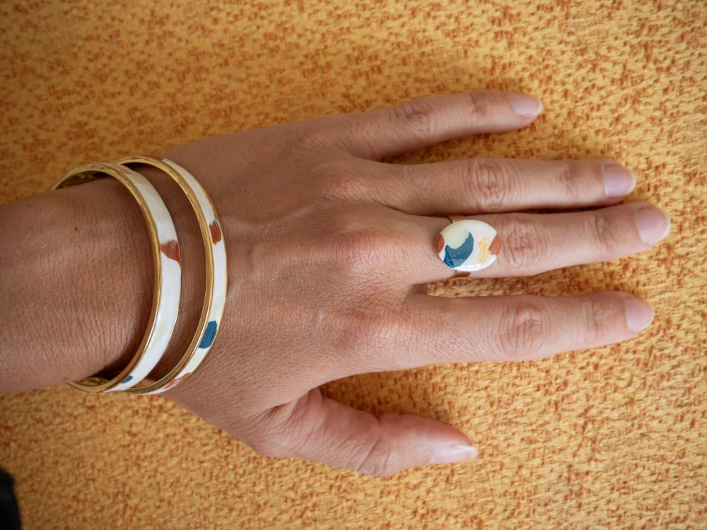 Bague Eira - Miladora Créations - Bijoux en argile polymère et acier inoxydable