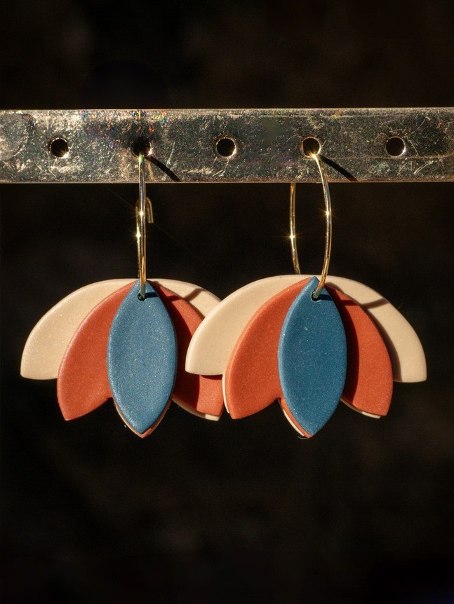 Boucles d'oreilles Sienna - Miladora Créations - Bijoux en argile polymère et acier inoxydable