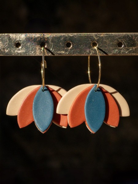 Boucles d'oreilles Sienna - Miladora Créations - Bijoux en argile polymère et acier inoxydable