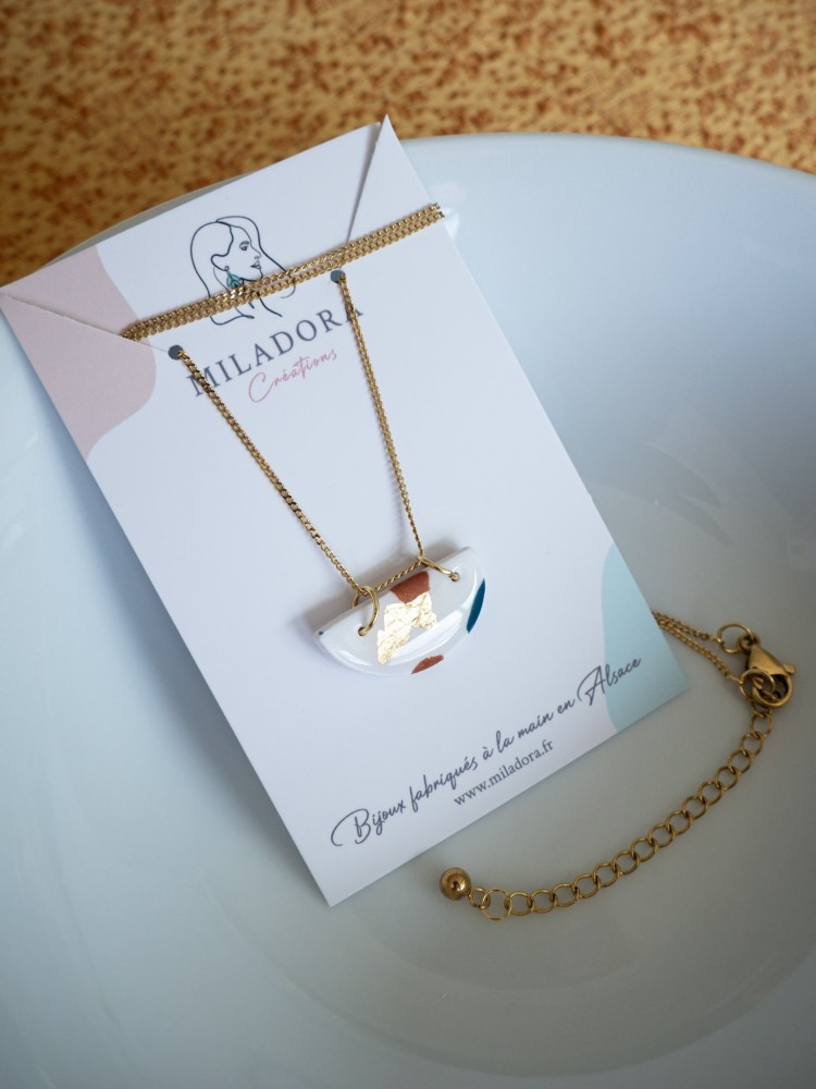 Collier Céleste - Miladora Créations - Bijoux en argile polymère et acier inoxydable