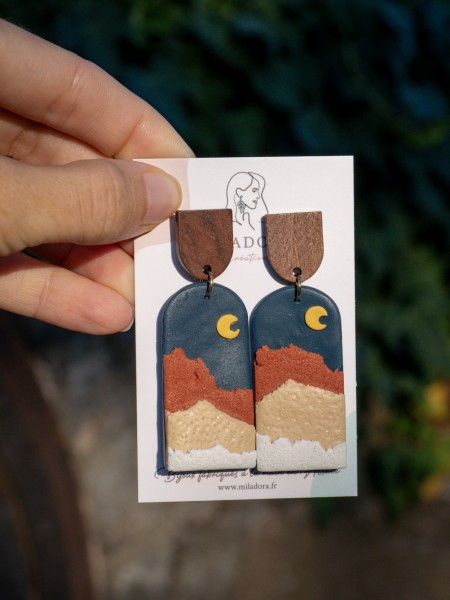 Boucles d'oreilles Arizona - Miladora Créations - Bijoux en argile polymère et acier inoxydable