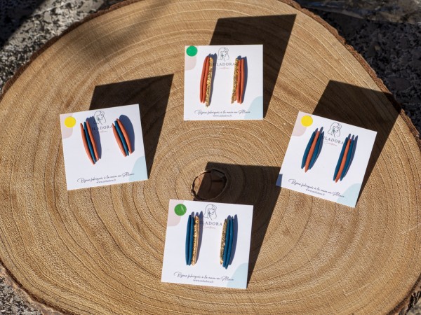 Boucles d'oreilles Lueurs - Miladora Créations - Bijoux en argile polymère et acier inoxydable