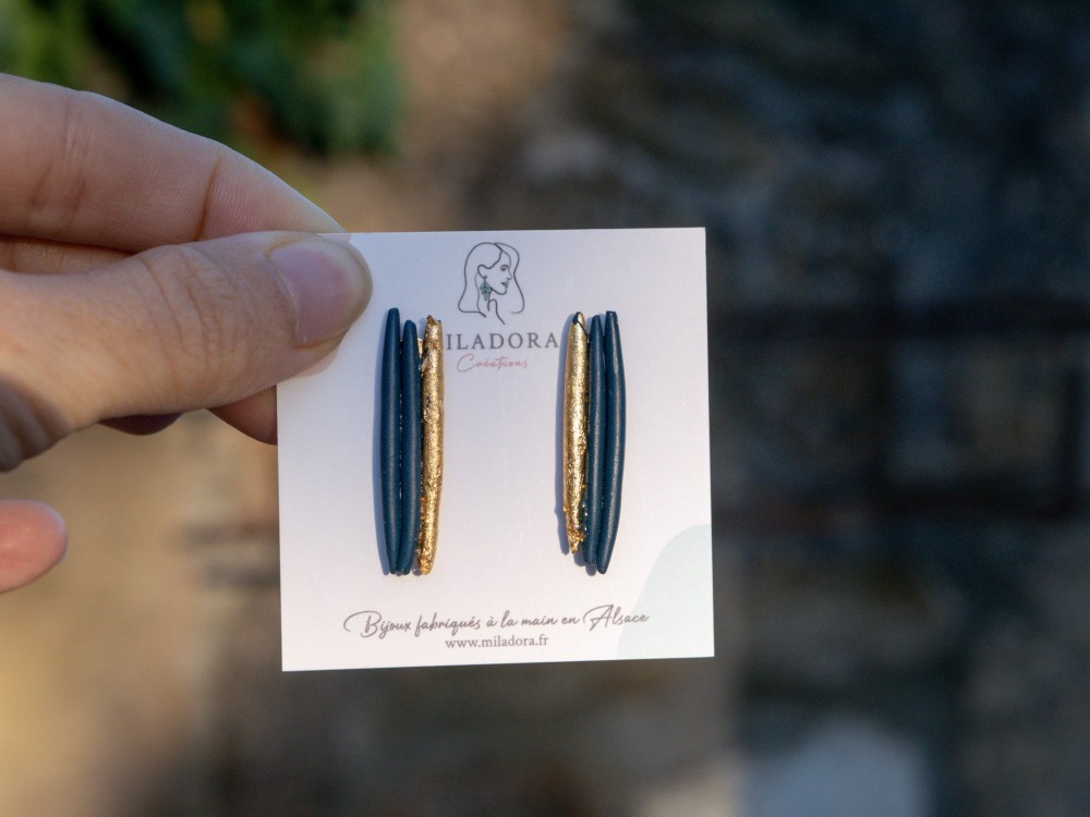 Boucles d'oreilles Lueurs - Miladora Créations - Bijoux en argile polymère et acier inoxydable