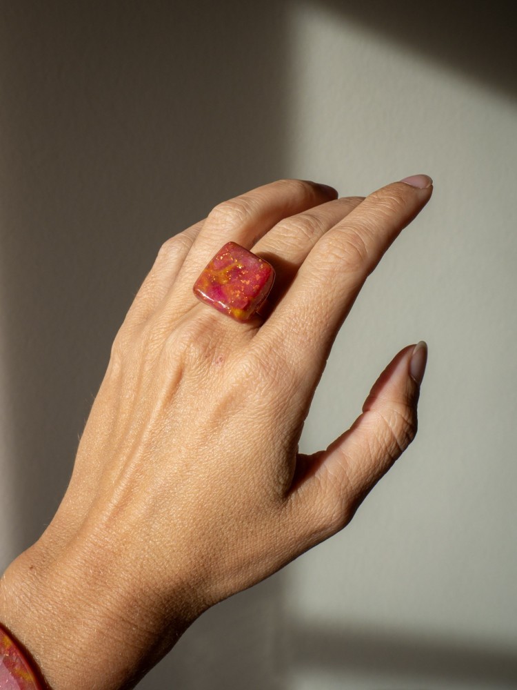 Bague Diya - Miladora Créations - Bijoux en argile polymère et acier inoxydable