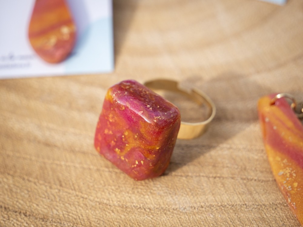 Bague Diya - Miladora Créations - Bijoux en argile polymère et acier inoxydable
