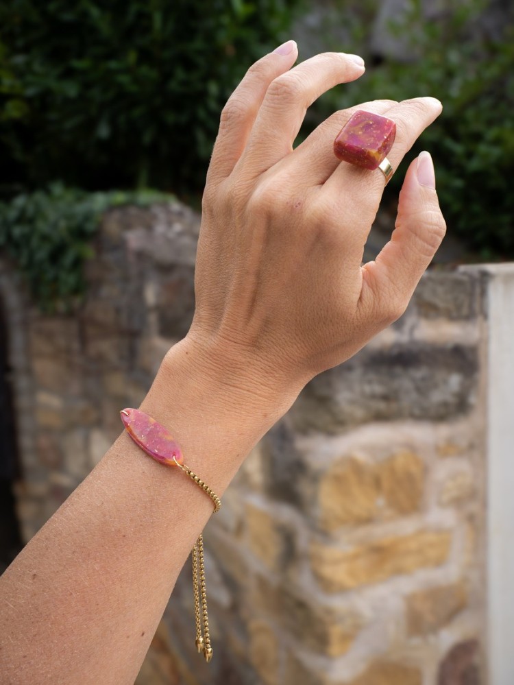 Bague Diya - Miladora Créations - Bijoux en argile polymère et acier inoxydable