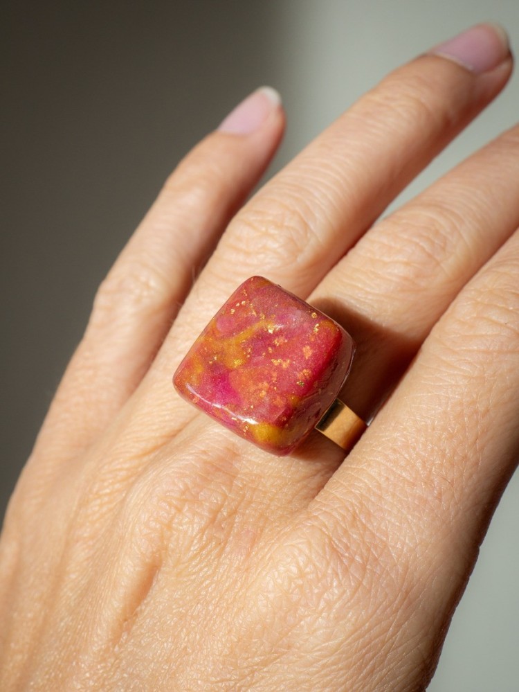 Bague Diya - Miladora Créations - Bijoux en argile polymère et acier inoxydable