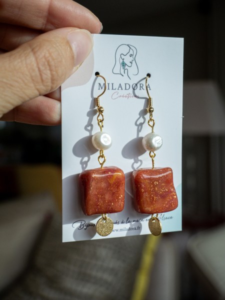Boucles d'oreilles Tara - Miladora Créations - Bijoux en argile polymère et acier inoxydable